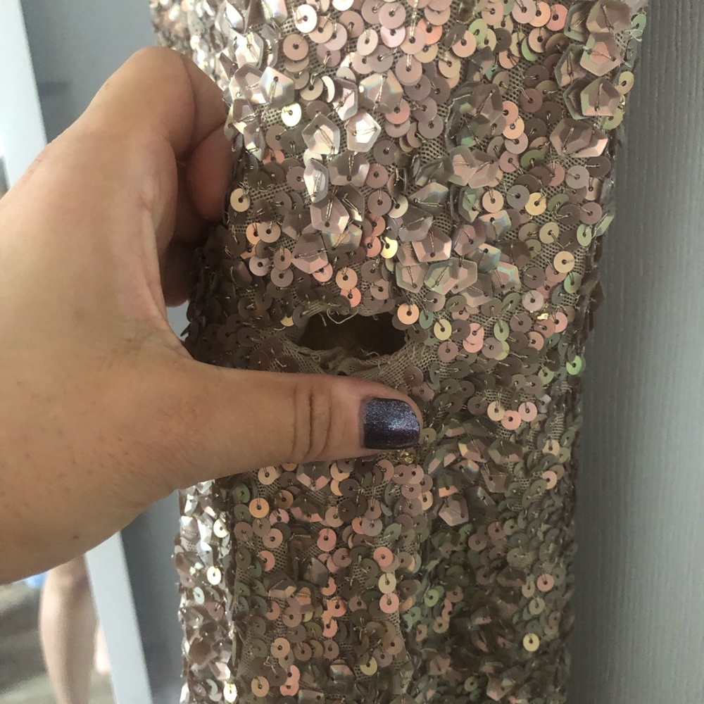 Alice & Olivia Gold/nude/blush sequin pencil dress size 4/6
